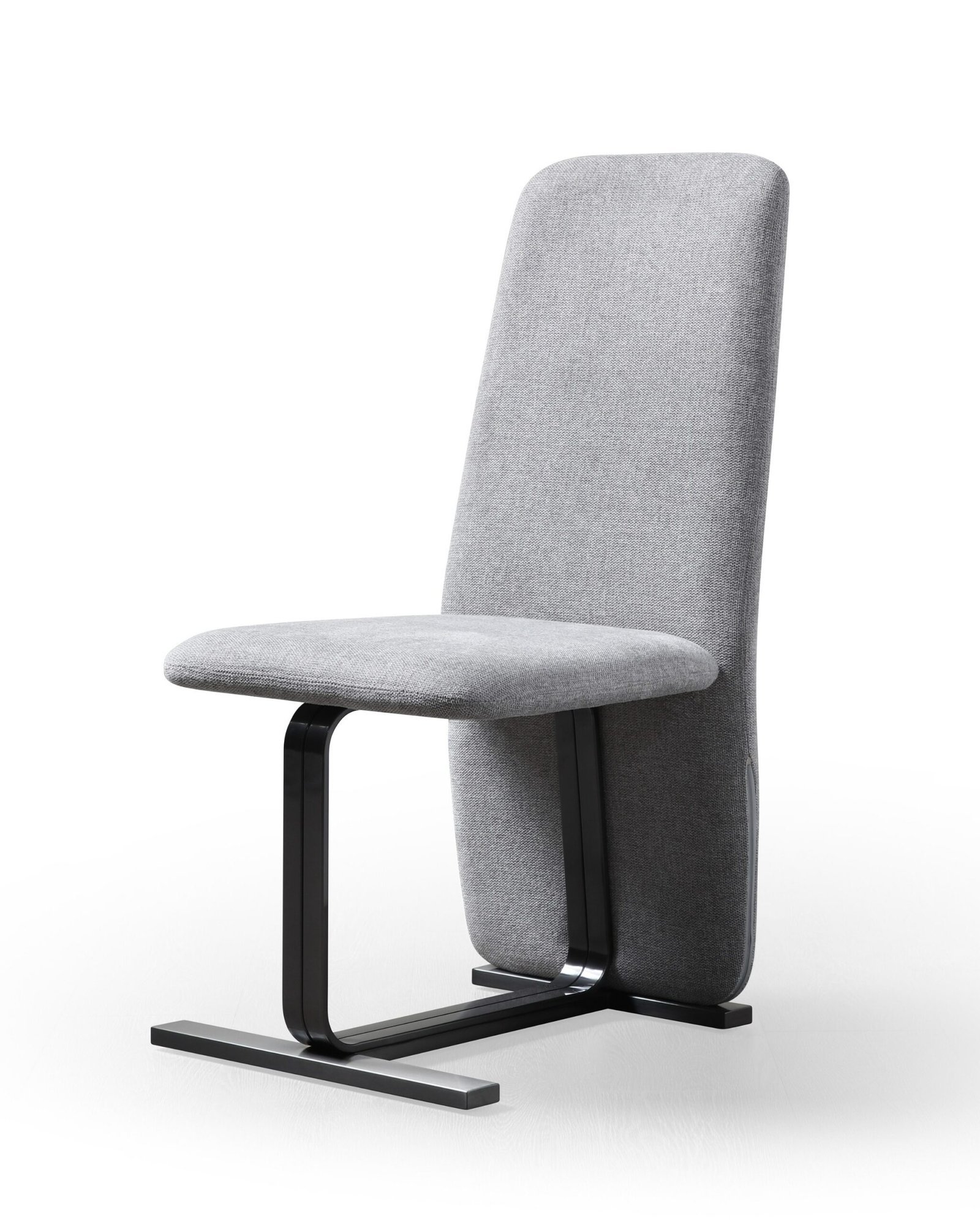 Modrest Tasha - Silla de comedor moderna de lino gris + silla de comedor de bronce cepillado (juego de 2)