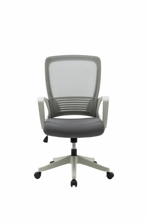 Silla Operativa H3 Mesh y Tela Gris Estructura Blanca - Image 4