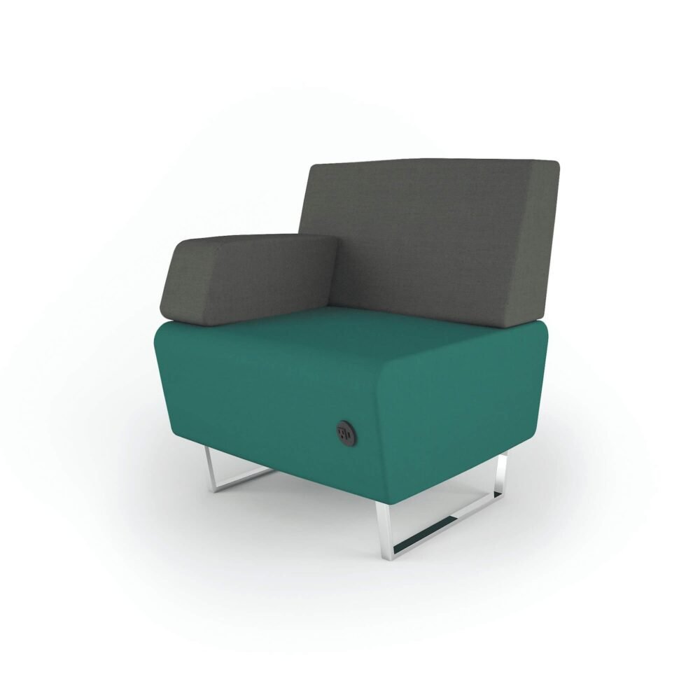 Sillon Recto Mod. 912 Asiento Color Lux Negro Solido Respaldo y Descanzabrazos Derecho Tela