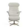 Divani Casa Abrons - Sillón y otomana de cuero gris claro moderno de mediados de siglo
