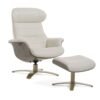 Divani Casa Abrons - Sillón y otomana de cuero gris claro moderno de mediados de siglo - Image 2
