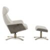 Divani Casa Abrons - Sillón y otomana de cuero gris claro moderno de mediados de siglo - Image 3