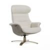 Divani Casa Abrons - Sillón y otomana de cuero gris claro moderno de mediados de siglo - Image 5