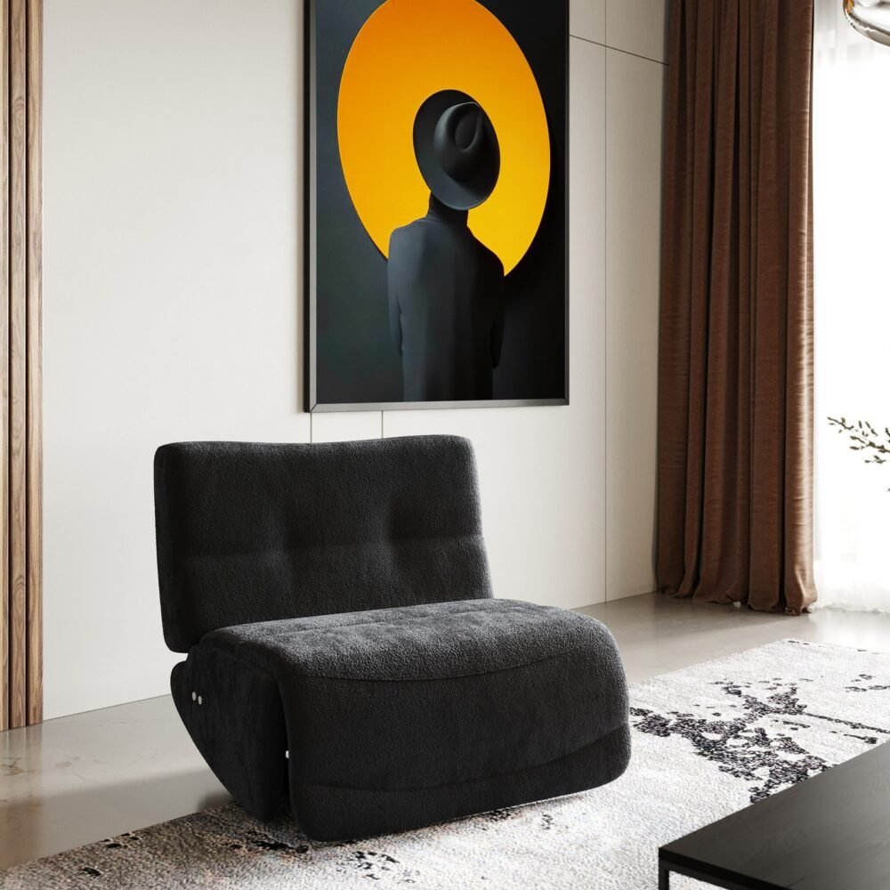 Divani Casa Basil - Sillón reclinable eléctrico pequeño de tela gris oscuro moderno