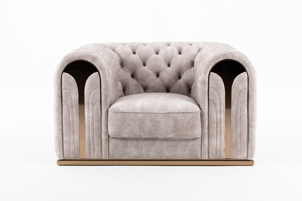 Divani Casa Dosie - Silla transicional de terciopelo beige