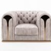 Divani Casa Dosie - Silla transicional de terciopelo beige