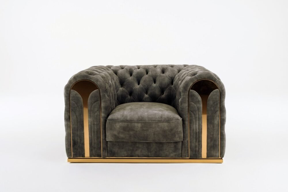 Divani Casa Dosie - Silla transicional de terciopelo gris