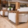 Modrest Rosen - Tela beige moderna + silla decorativa de roble gris - Image 5