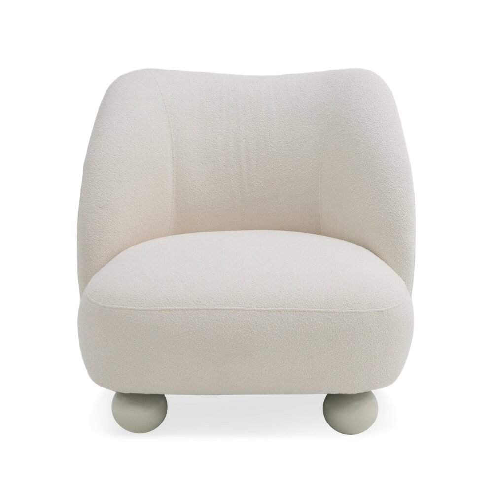 Divani Casa Duran - Silla decorativa contemporánea de tela blanca