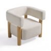 Modrest Fang - Silla decorativa moderna de madera y tela blanca - Image 2