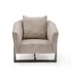 Modrest Forbis - Silla decorativa contemporánea de tela gris claro - Image 3