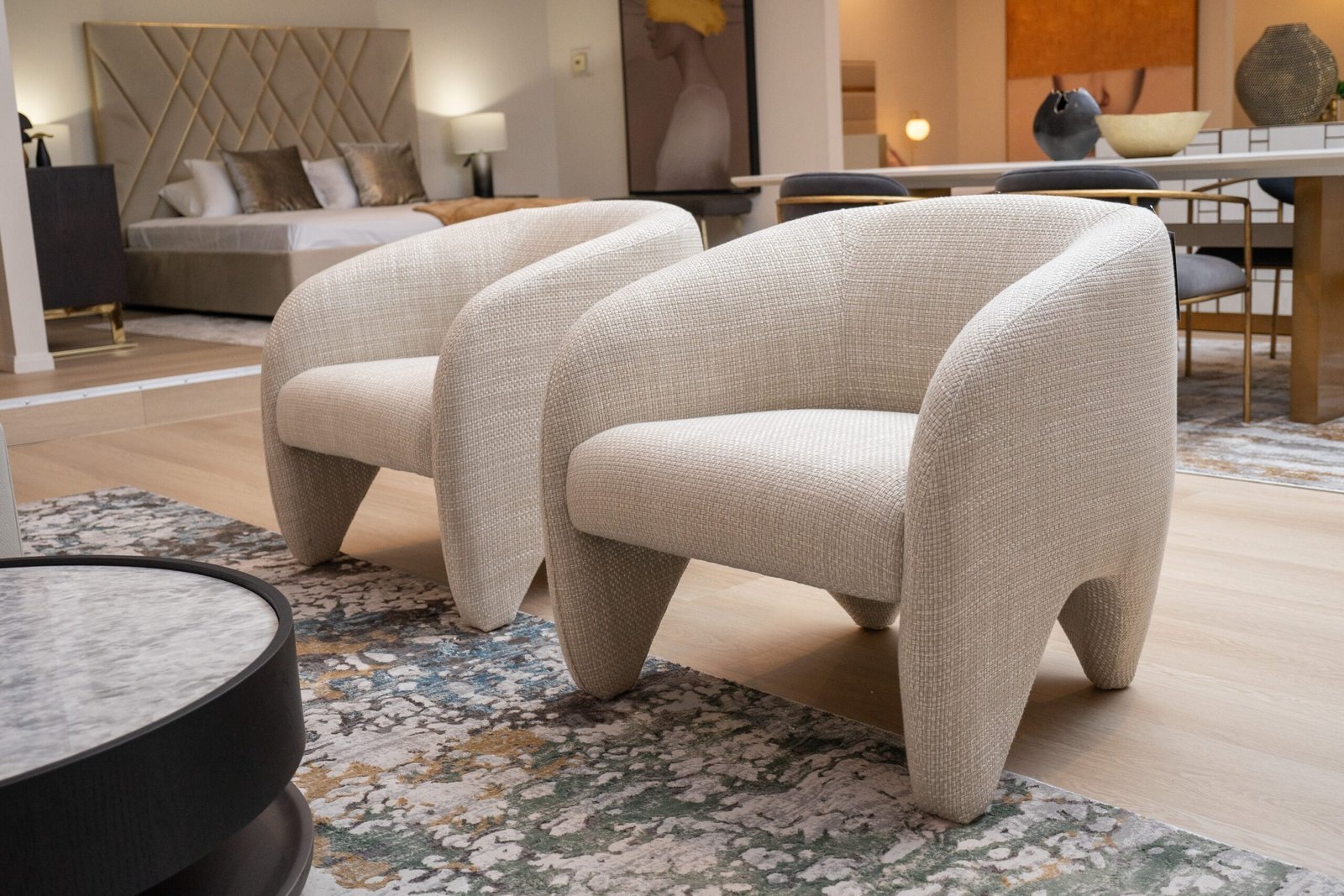 Modrest Halton - Silla decorativa moderna de tela beige - Image 5