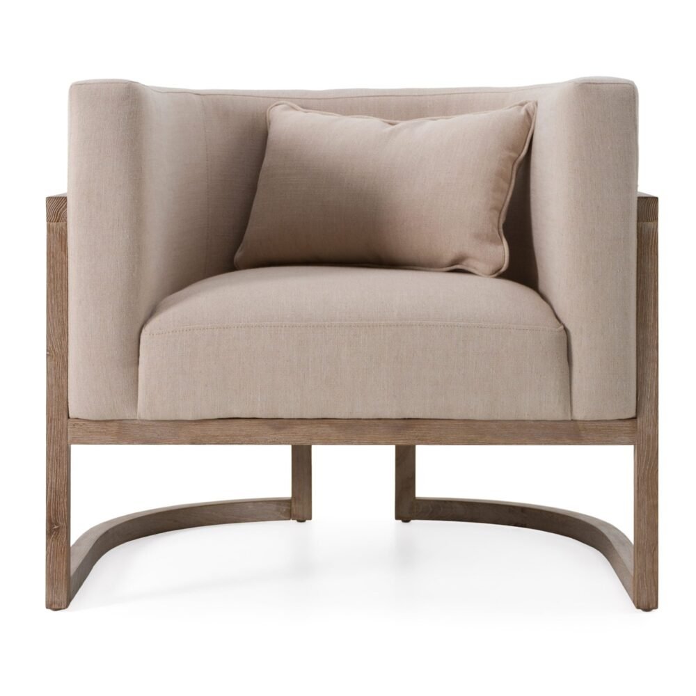 Modrest Haney - Tela gris moderna + Roble gris + Silla decorativa de ratán