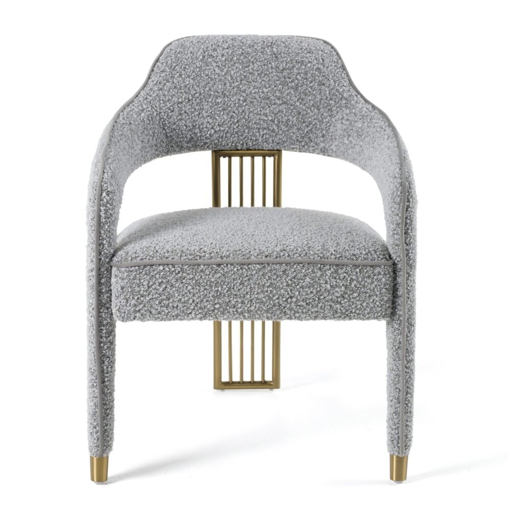 Modrest Kasem - Silla de comedor moderna de tela gris + dorada