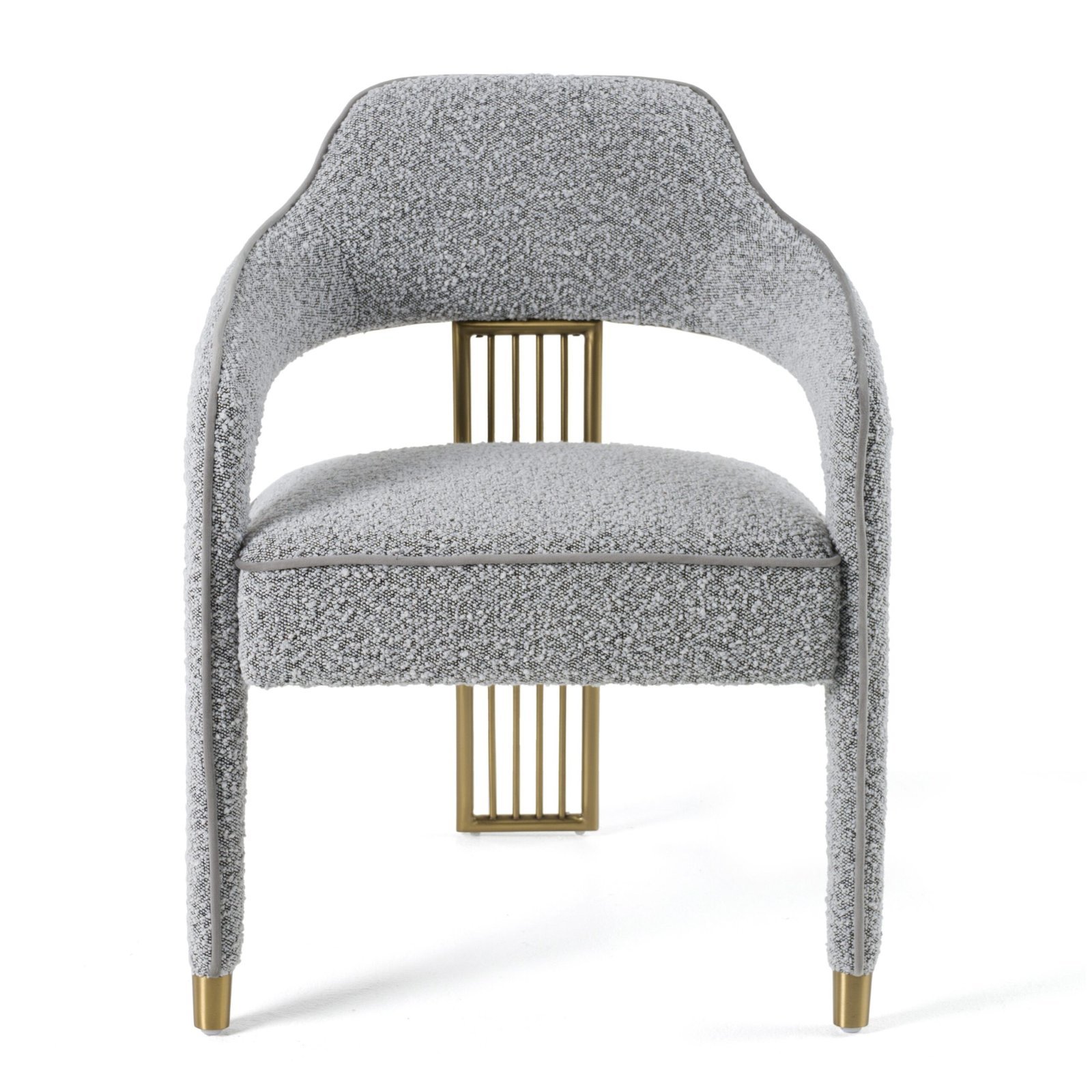 Modrest Kasem - Silla de comedor moderna de tela gris + dorada