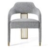 Modrest Kasem - Silla de comedor moderna de tela gris + dorada - Image 2