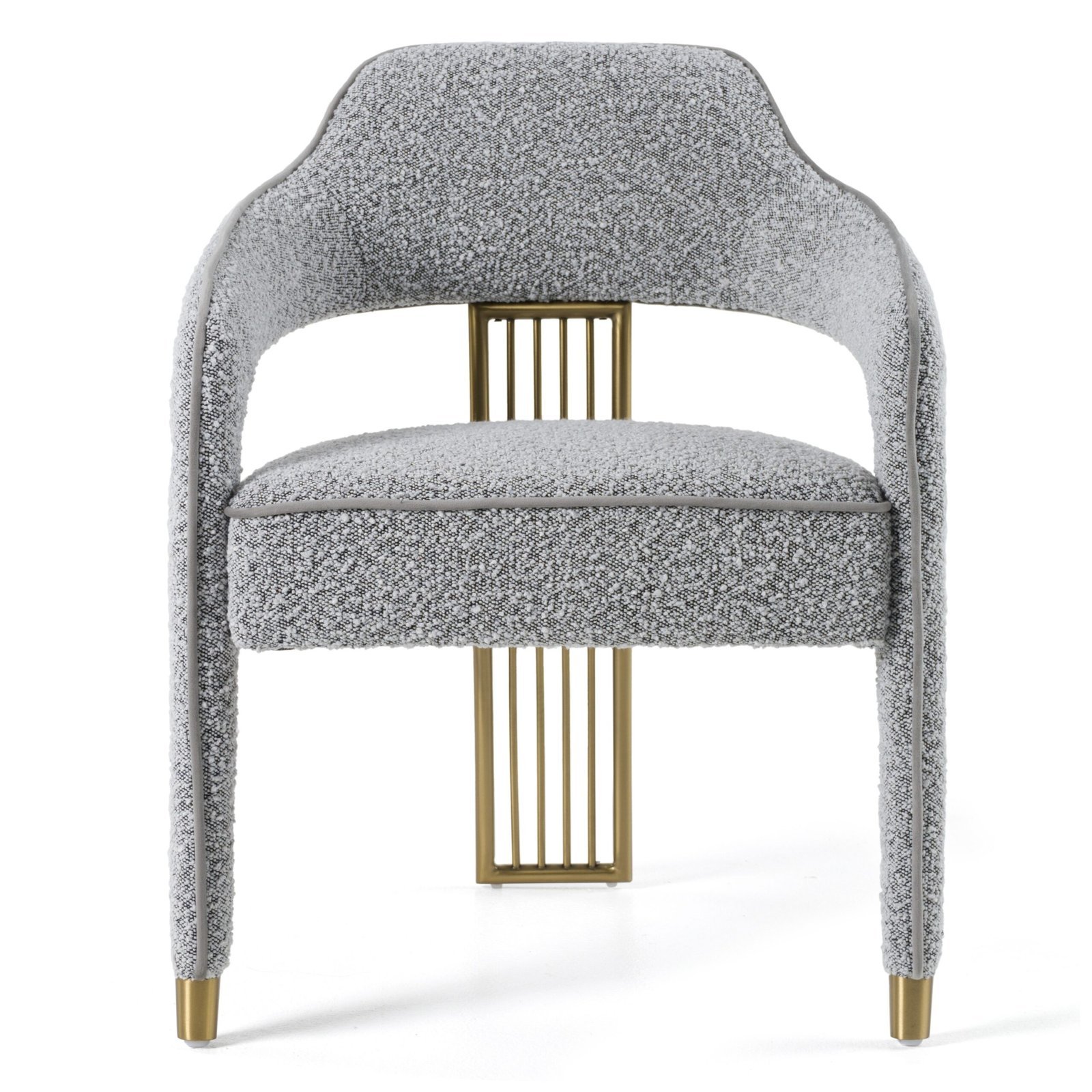 Modrest Kasem - Silla de comedor moderna de tela gris + dorada - Image 2