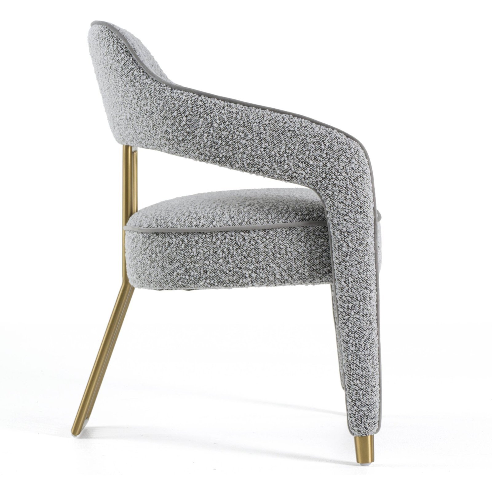 Modrest Kasem - Silla de comedor moderna de tela gris + dorada - Image 3