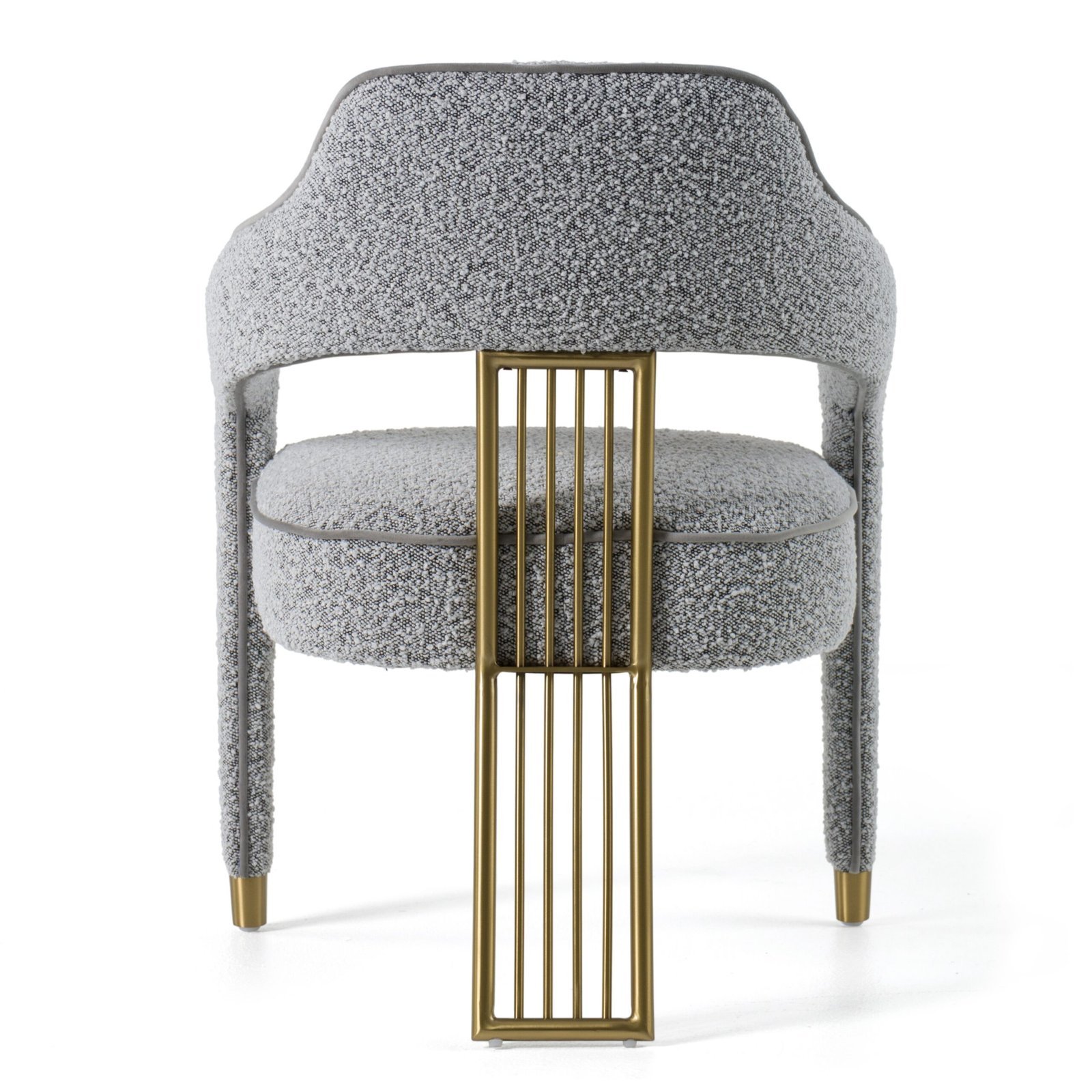 Modrest Kasem - Silla de comedor moderna de tela gris + dorada - Image 4