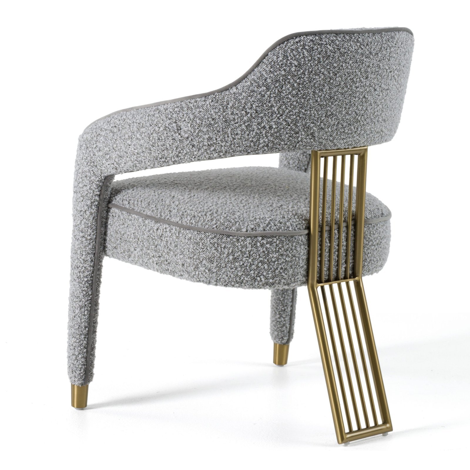 Modrest Kasem - Silla de comedor moderna de tela gris + dorada - Image 5