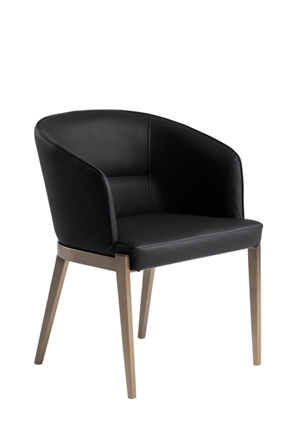 Modrest Kravitz - Silla de comedor moderna de cuero vegano gris oscuro + latón antiguo