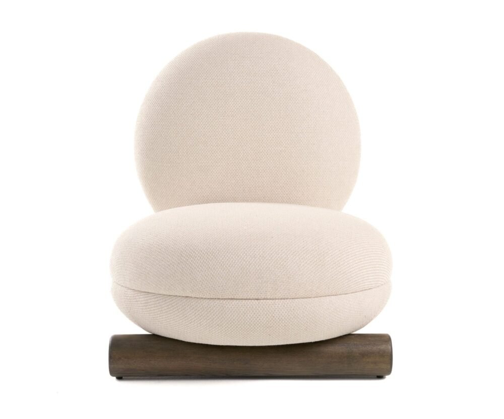 Modrest Minto - Silla decorativa contemporánea de tela color blanquecino