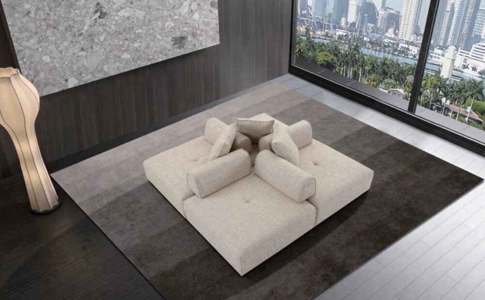 Divani Casa Mondo - Asiento modular moderno sin brazos de tela beige