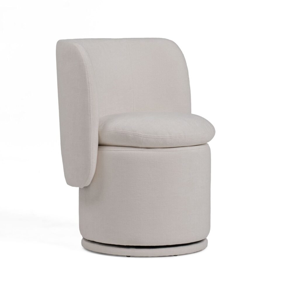 Divani Casa Norris - Silla de comedor giratoria moderna de tela color marfil