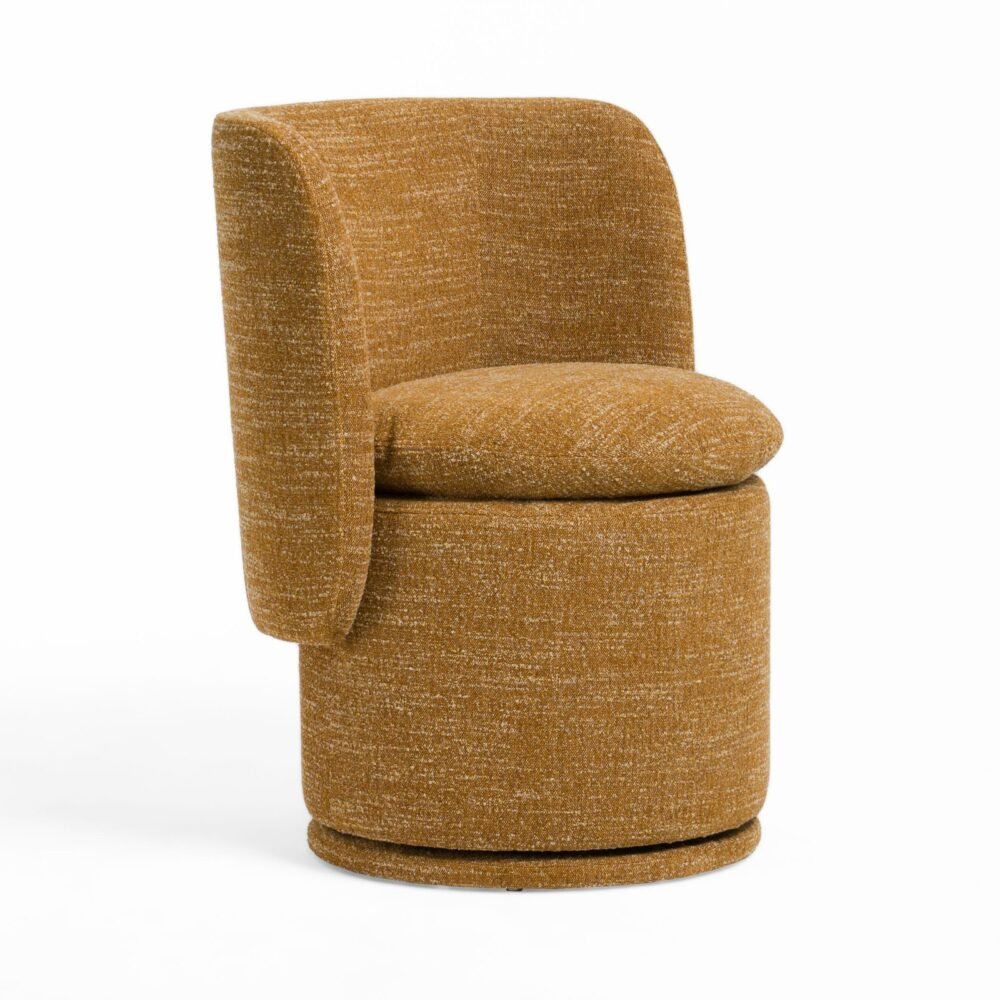Divani Casa Norris - Silla de comedor giratoria moderna de tela mostaza