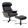 Modrest - Conjunto moderno de sillón y otomana Nowak en negro