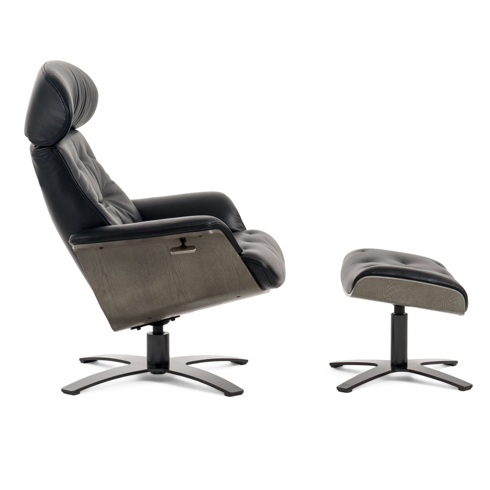 Modrest - Conjunto moderno de sillón y otomana Nowak en negro - Image 2