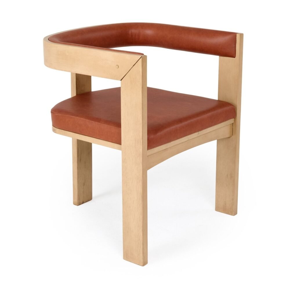 Nova Domus Oshana - Moderna polipiel color óxido + silla de comedor de roble blanco