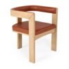 Nova Domus Oshana - Moderna polipiel color óxido + silla de comedor de roble blanco