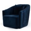 Divani Casa Palomar Silla decorativa moderna de latón y terciopelo azul