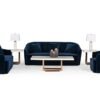Divani Casa Palomar Silla decorativa moderna de latón y terciopelo azul - Image 3