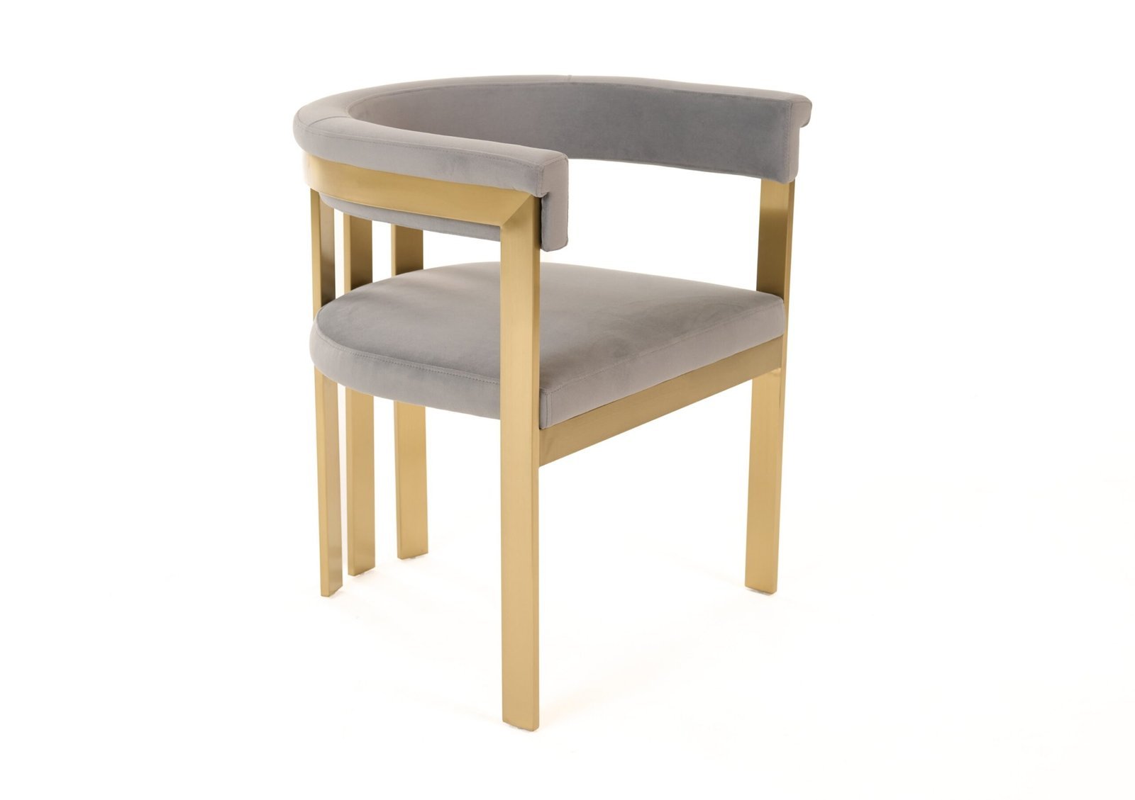 Modrest Pontiac - Silla de comedor moderna de terciopelo gris + champán dorado - Image 2