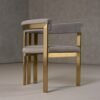 Modrest Pontiac - Silla de comedor moderna de terciopelo gris + champán dorado