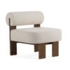 Silla decorativa Modrest Rosanne moderna de tela color blanco roto
