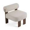 Silla decorativa Modrest Rosanne moderna de tela color blanco roto - Image 2