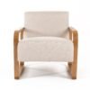Modrest Sada - Silla moderna de lino beige de mediados de siglo + acento castaño - Image 2