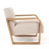 Modrest Sada - Silla moderna de lino beige de mediados de siglo + acento castaño - Image 3