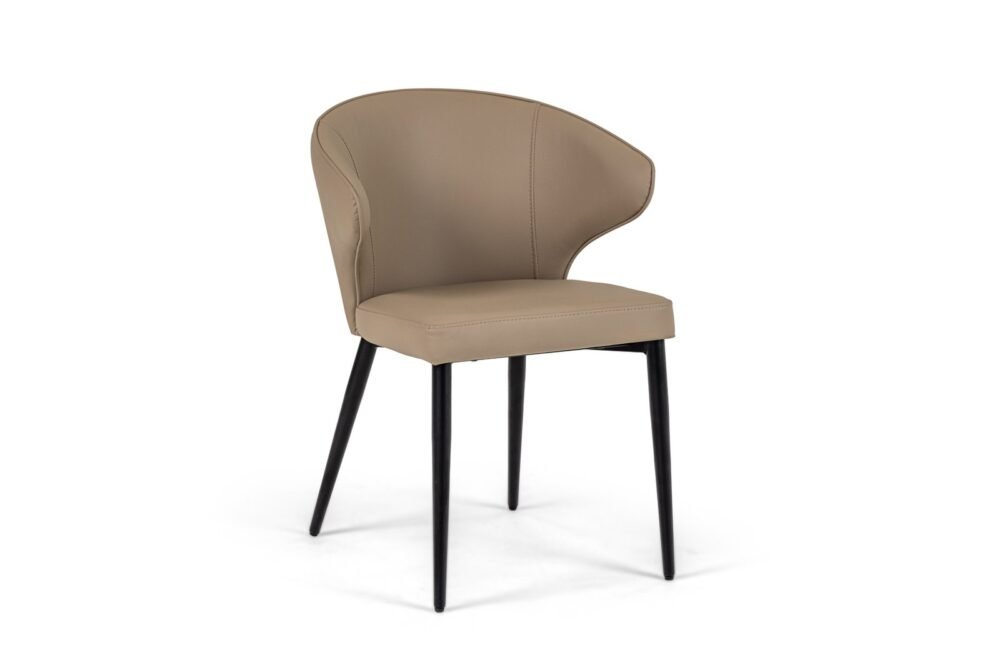 Modrest Suzie - Silla de comedor moderna de cuero vegano beige + silla negra (juego de 2)