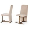 Modrest Tasha - Silla de comedor moderna de terciopelo gris beige claro + silla de comedor de latón cepillado (juego de 2)