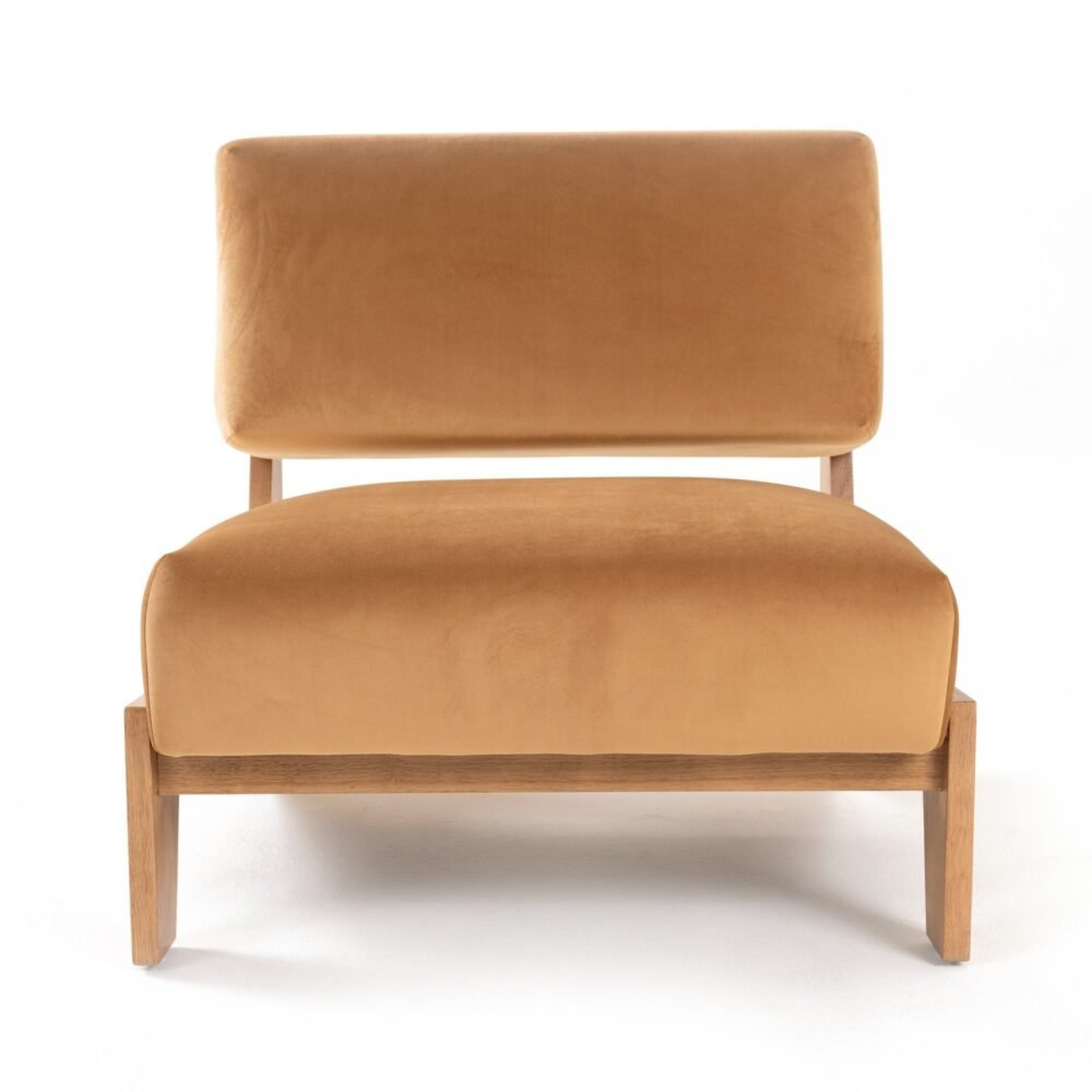Modrest Tucker - Silla decorativa de color castaño y terciopelo camel moderno de mediados de siglo