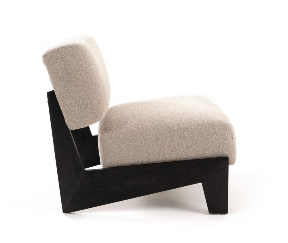 Modrest Tucker - Tela gris claro moderna de mediados de siglo + silla decorativa de nogal negro
