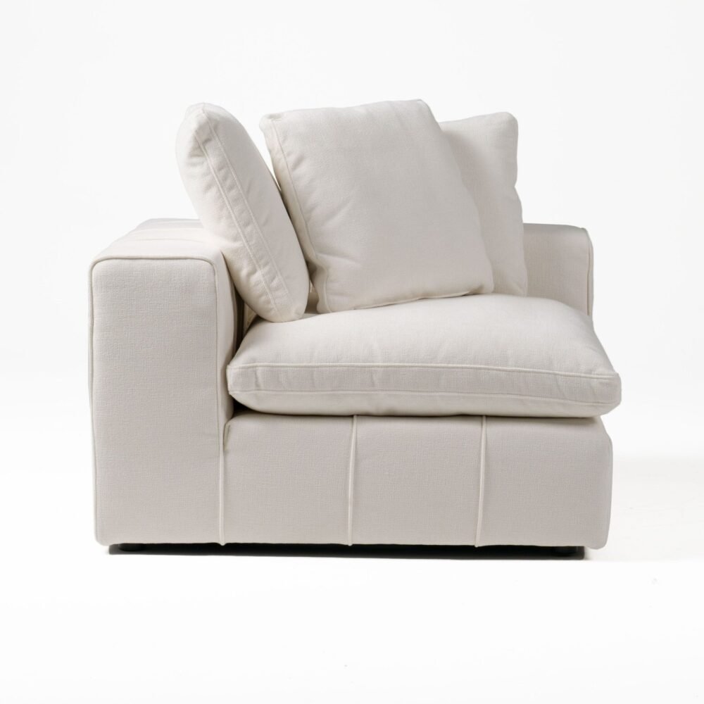 Divani Casa Vicki - Moderno asiento esquinero modular de tela color blanquecino