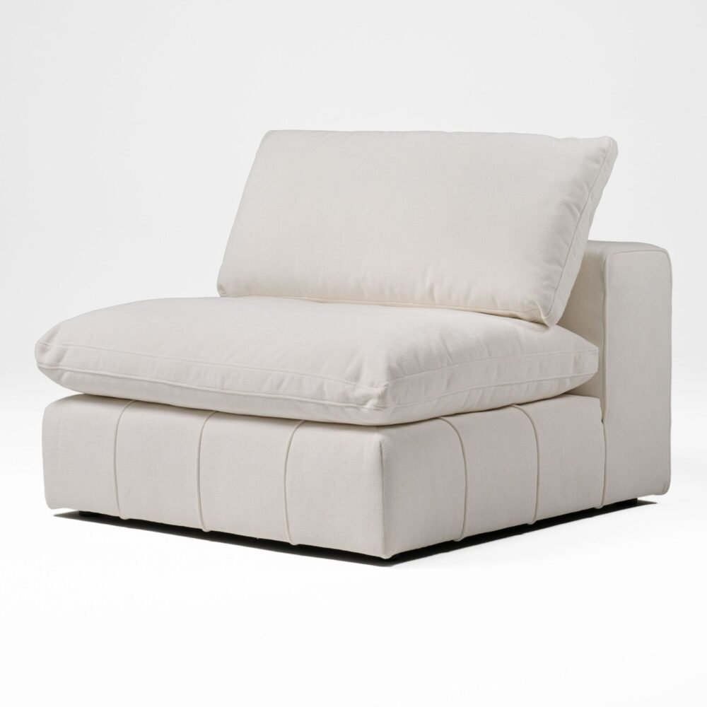 Divani Casa Vicki - Moderno asiento modular sin brazos de tela color blanquecino