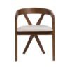 Modrest Weiss - Silla de comedor moderna de tela blanca de mediados de siglo + silla de nogal