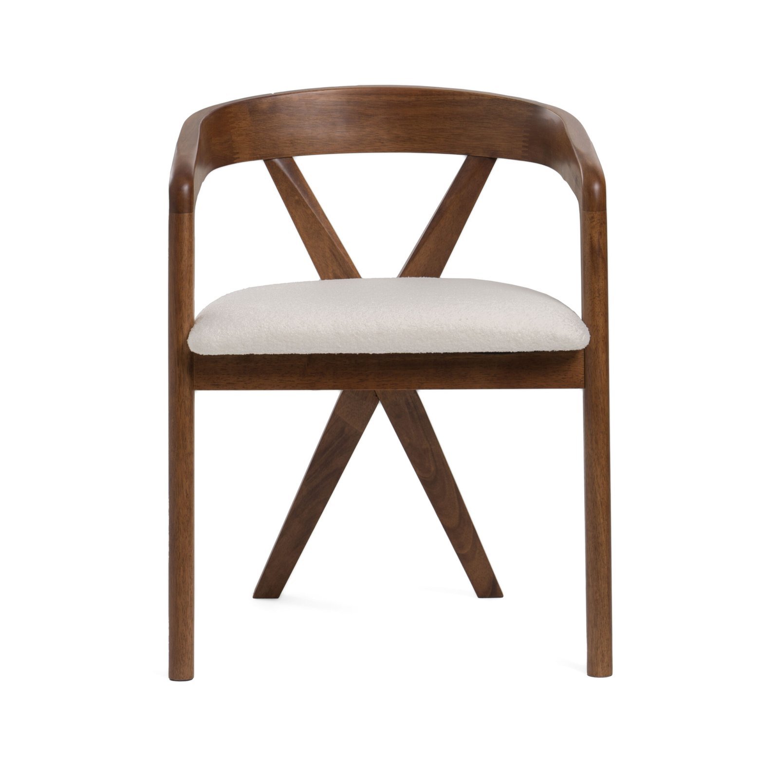 Modrest Weiss - Silla de comedor moderna de tela blanca de mediados de siglo + silla de nogal