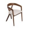 Modrest Weiss - Silla de comedor moderna de tela blanca de mediados de siglo + silla de nogal - Image 3